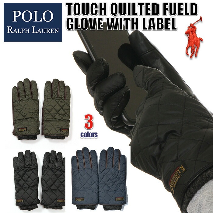 ラルフローレン 手袋 スマホ対応 メンズ レザー POLO RALPH LAUREN キルティング 本革 革 てぶくろ グローブ 防寒 スマホ スマホ操作対応 USAモデル USA ブランド ファッシ