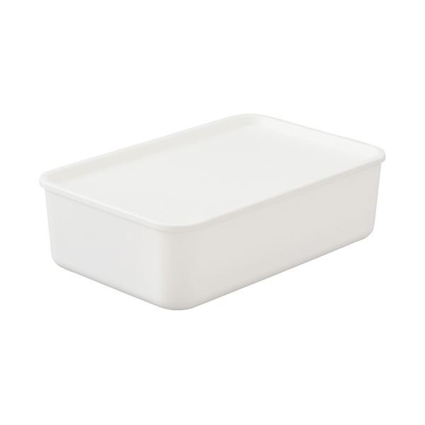 （まとめ）フタ付き積み重ねボックス45 Mサイズ ホワイト [x3セット]