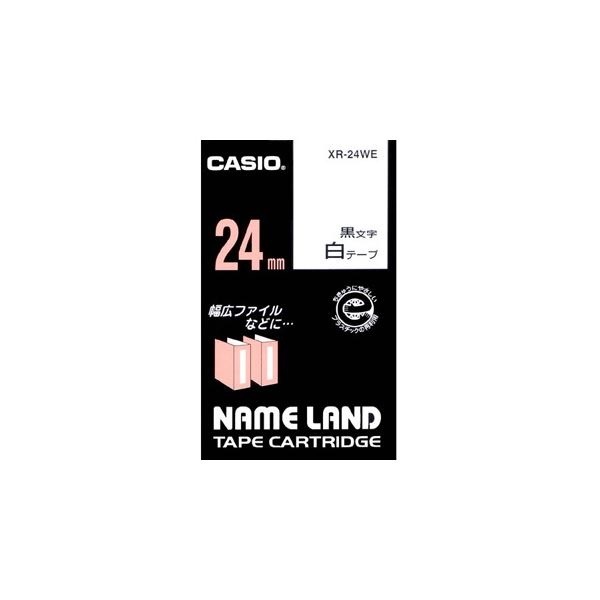 （まとめ） カシオ CASIO ネームランド NAME LAND スタンダードテープ 24mm8m 白／黒文字 XR-24WE 1個 4セット