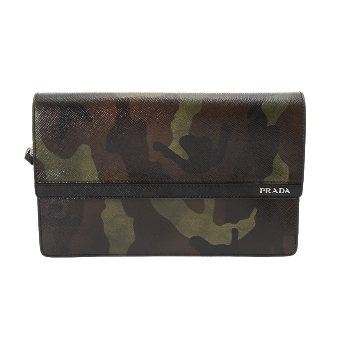 クラッチバッグ カモフラ柄 VR097P ユニセックス サフィアーノレザー クラッチバッグ Bランク 中古 銀蔵