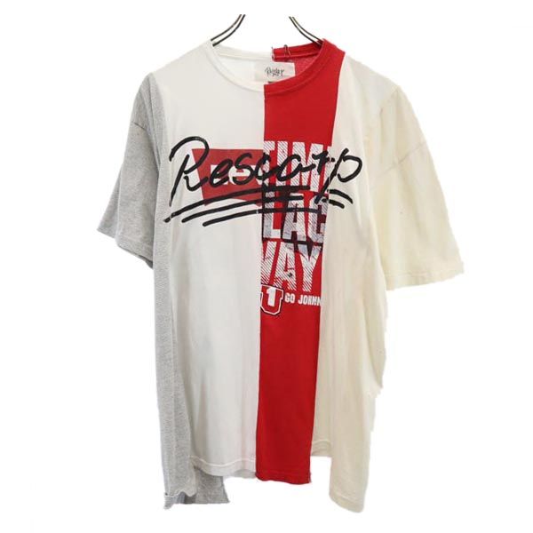 リスカープ 23ss リメイク 半袖 Tシャツ レッド×ホワイト RESCARP メンズ