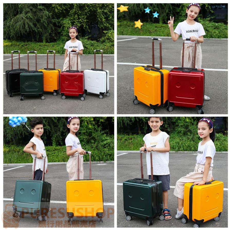 バッグキャリーバッグかわいい トラベル 小型 機内持込 軽量 乗れる 衝撃吸収 子供用 出国 360キャスター ホワイト キャリーケース スーツケース 静音