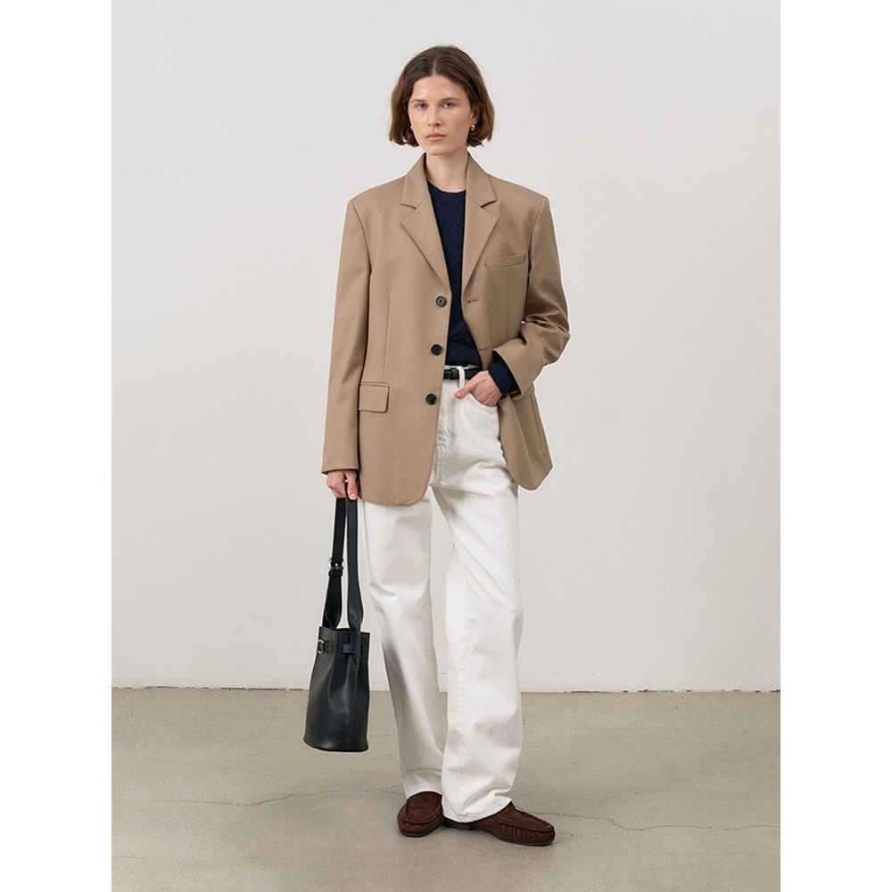 Dunst 女性用ユニセックスクラシック 3 ボタンウールブレザーキャメル UDJA4C106CM