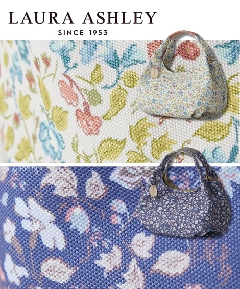 トートバッグ LAURA ASHLEY ローラ アシュレイ 華やか花柄プリントトートバッグ