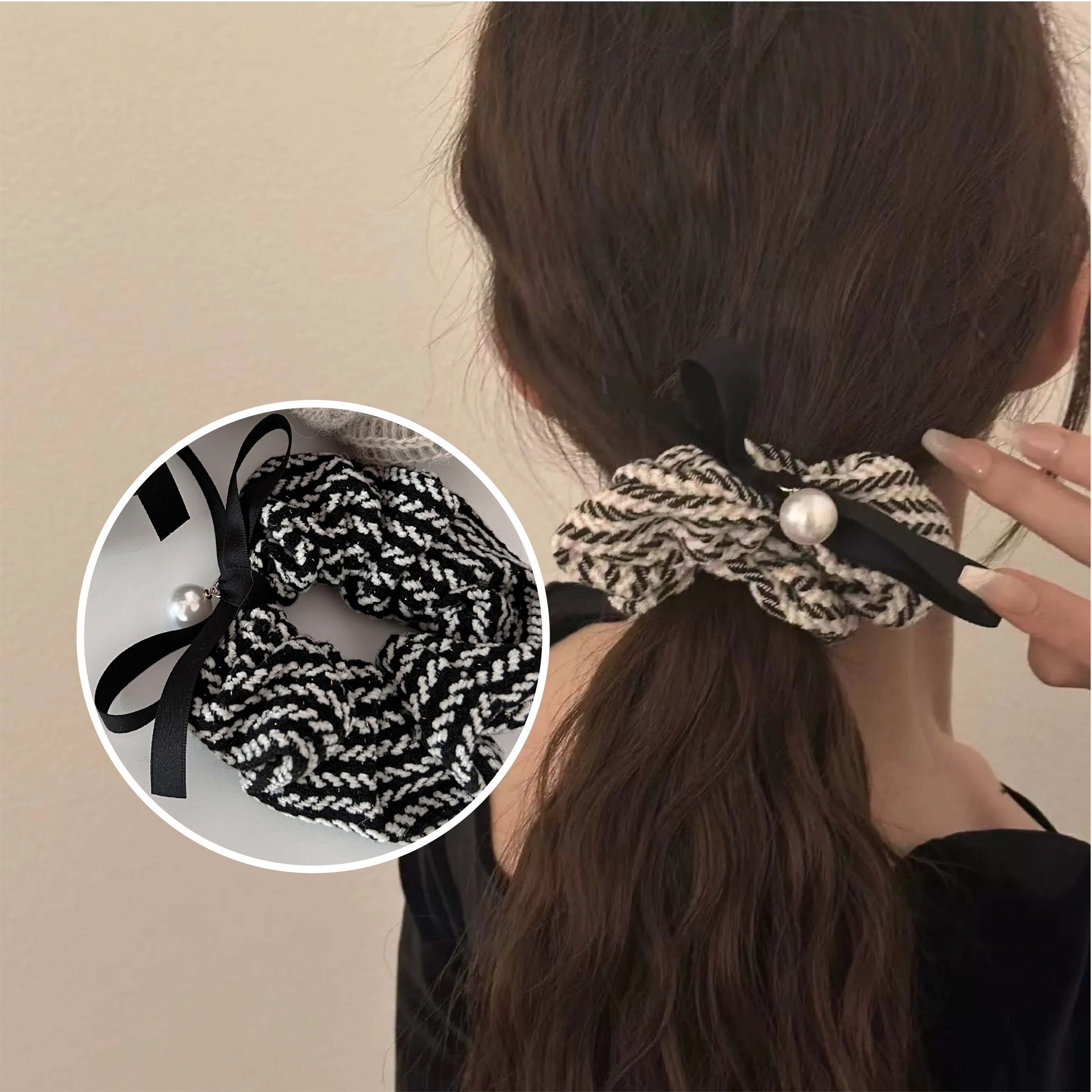 10点セットシュシュ ツイード リボン風 ヘアゴム パール付き 上品 ヘアアクセサリー ベルベット シンプル オフィス 大人っぽい 可愛い レディース 上品 おしゃれ プレゼントjtl096