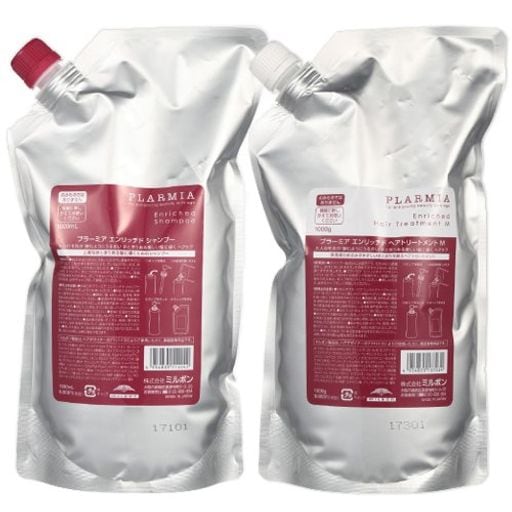ミルボン プラーミア エンリッチド シャンプー 1000ML + トリートメント M 1000G 詰め替え セット