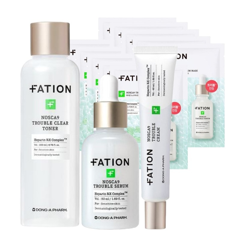 ノースカナイン トラブルケア 人気 4点 セット(マスクパック10枚+トナー200ml+セラム65ml+クリーム45ml) / 韓国 人気 敏感肌 脂性肌 低刺激 ニキビ 赤み 鎮静 スキンケアセット