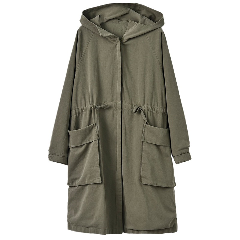 2023フード付きトレンチコート女性ロングタイプ春秋新作大ポケットトレンチコート女装文芸ゆるいジッパー　レディース 5,288円
