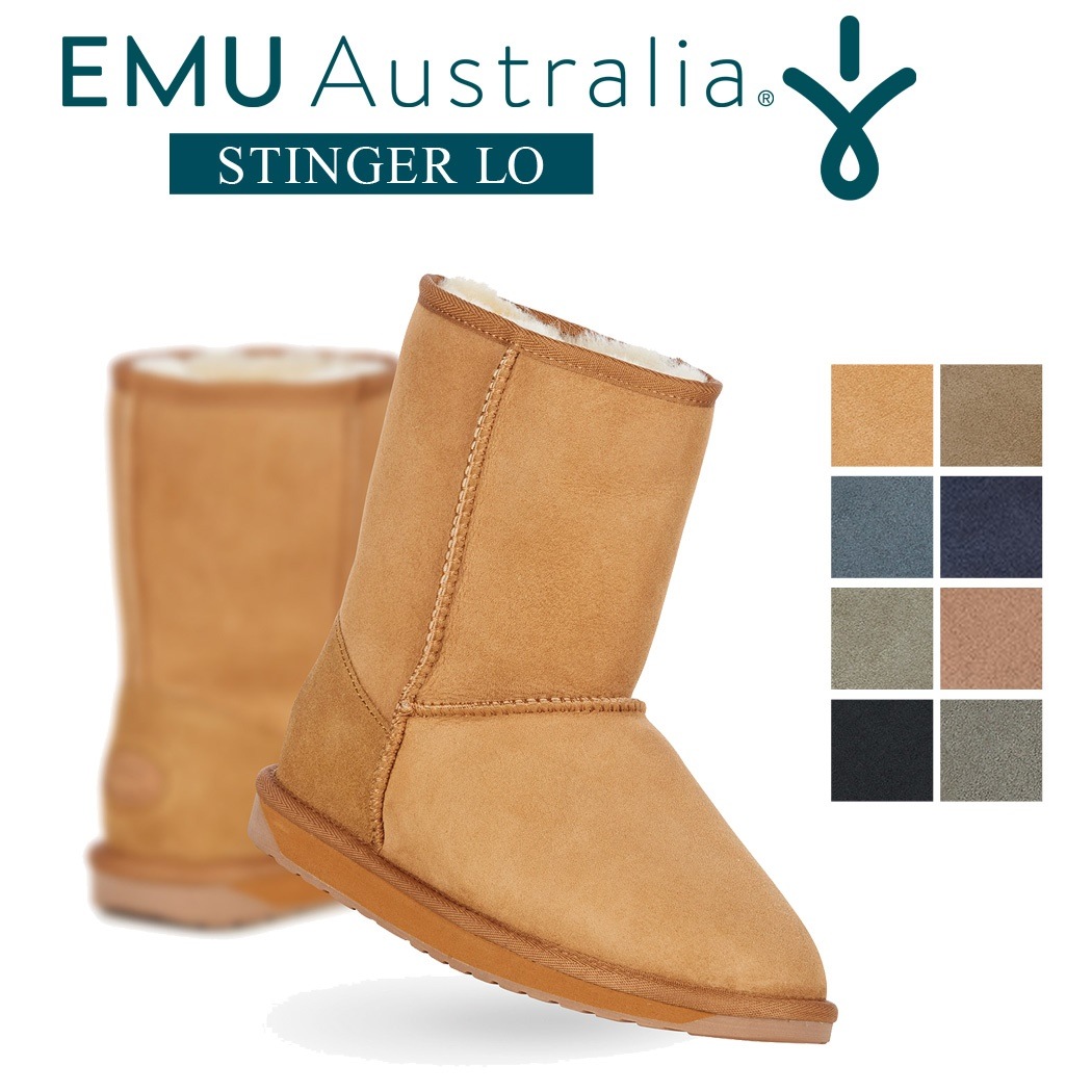 EMU ムートンブーツ レディース スティンガー ロー メンズ 秋冬 ショート シープスキン スエード 通気性あり エミュー ブランド 正規品 ショートブーツ 本革 大きいサイズ ローヒール ぺたんこ