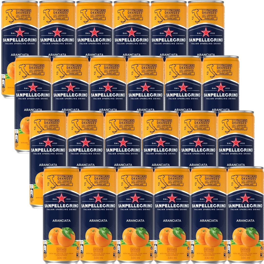 SANPELLEGRINO(サンペレグリノ) イタリアン スパークリングドリンク アランチャータ (オレンジ) 330ml ×24本 炭酸飲料 (果汁16% イタリア産オレンジ果汁 微炭酸)