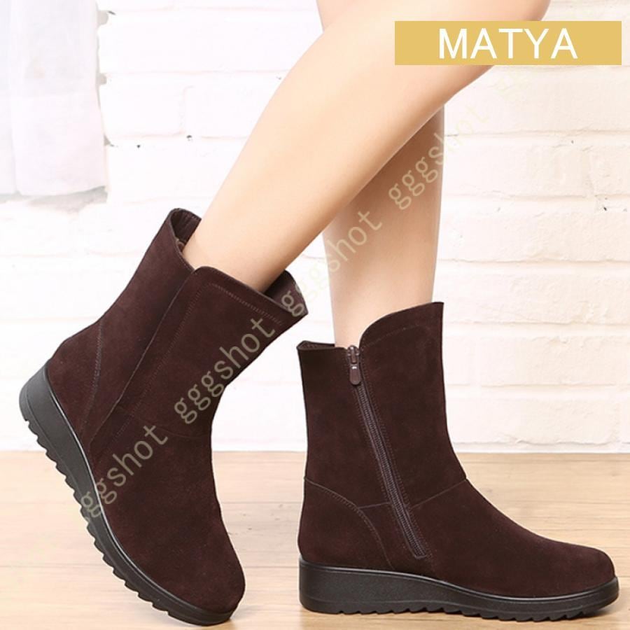 新品登場コスパ最高スノーブーツ レディース 滑らない 黒 大人 裏起毛 ミドル丈 裏ボア 防寒 防滑 ムートンブーツ 旅行 スノーシューズ 冬 彼女 ファー付き 走れる 痛くない新品