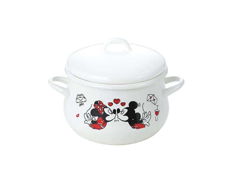 「ミッキー＆ミニー」ホーロー両手鍋16cm