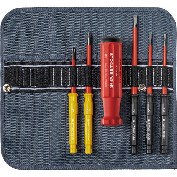 PB SWISS TOOLS ピービースイスツールズ 6点組 5215絶縁ドライバーブレードシリーズ 絶縁ドライバーブレードセット（マイナス/プラス） ロールケース付 5216.SU
