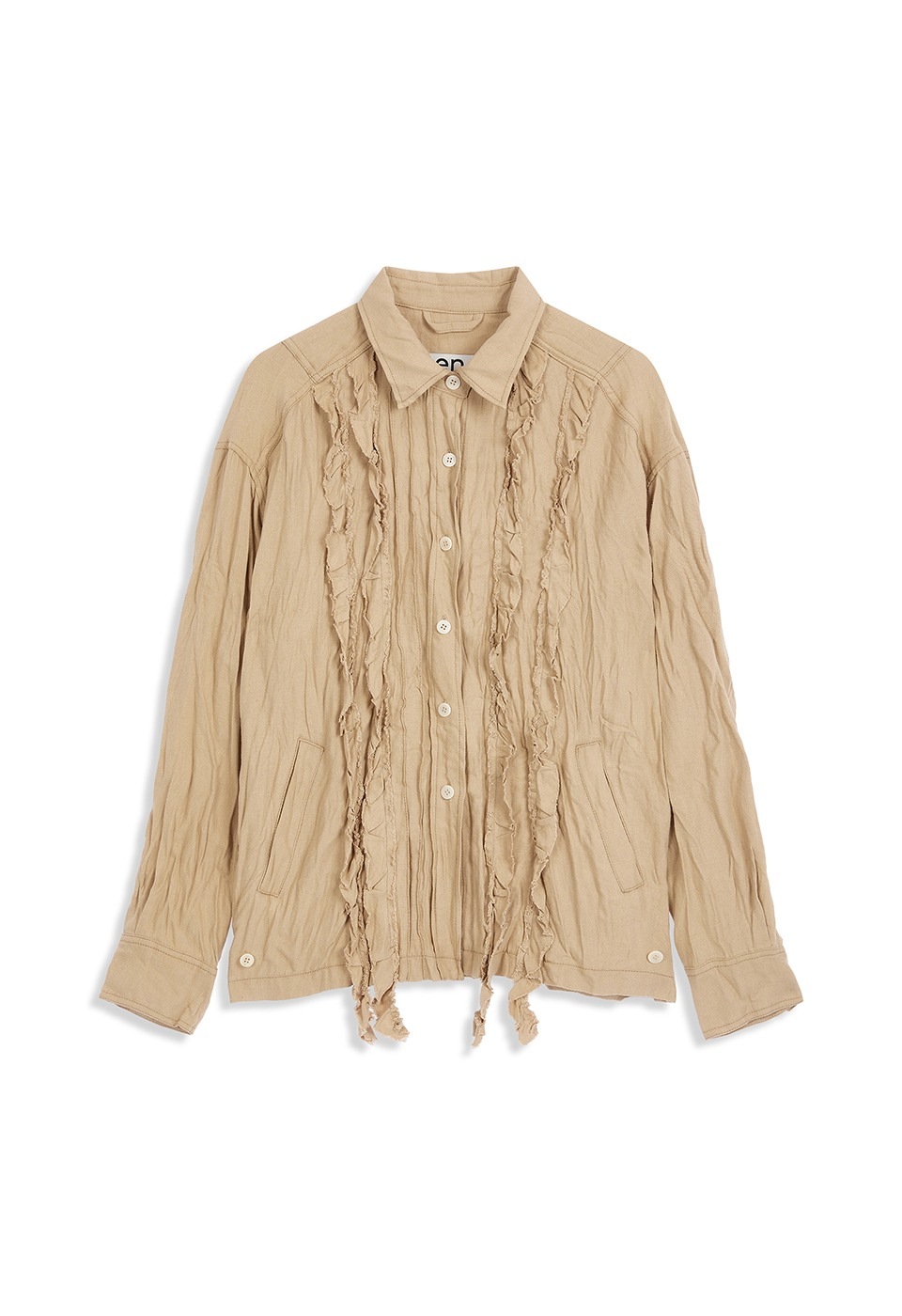 【OPEN Yy】 CRINKLED RUFFLE SHIRT : BEIGE