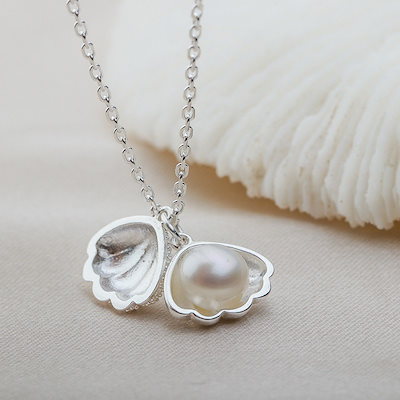 ネックレス レディース 一粒パール 真珠 一粒 貝 シェル プラチナ仕上げ シルバー925 彼女 誕 6,943円