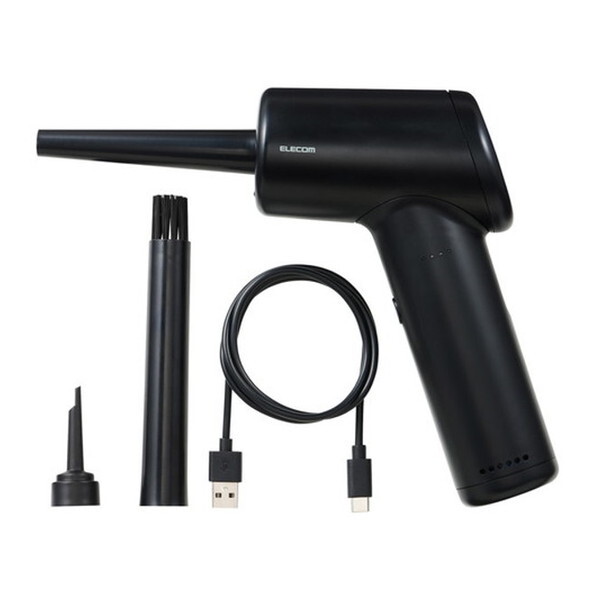 AD-ALB01BK エアダスター 電動 USB充電式 強力ブロワー 3段階風量調整 3種類ノズル ライト付き 電動エアダスター ブラック メーカー直送メンテナンス・クリーニング用品