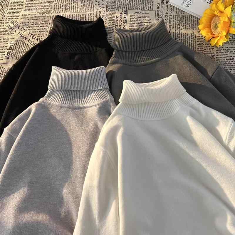 メンズ ファッション 服 男性用 オシャレ シンプル 大人 かっこいい 大きいサイズ ストリート 紳士服 セーター タートルネック スタイル 長袖 ニット レイヤリング シャツ 無地 プルオーバー カ