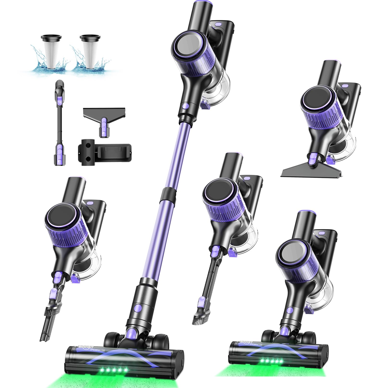 掃除機 コードレス【10月新登場！！70Kpa超強力吸引！自立式＆55分間連続稼働＆革新版グリーンLEDライト＆LED液晶ディスプレイ＆ 軽量】コードレス掃除機 3段吸引力 スティック/ハンディ 2W