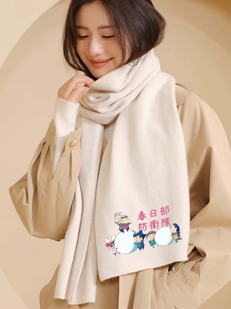 クレヨンしんちゃんクレヨンしんちゃん スカーフ レディース シーズン ピュアカシミヤ スカーフ ホワイト アウター 友達へのギフト