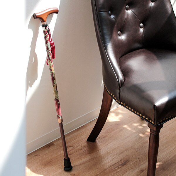 杖 ウィリアムモリス ハニーサックル＆チューリップ 伸縮 軽量 おしゃれ 女性 介護 伸縮杖 10段階調節 つえ ウィリアムモリス ストラップ付き 滑りにくい 歩行補助 外出 散歩 転倒防止