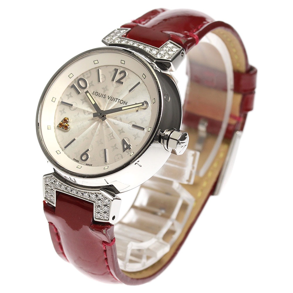 良品保証書付き【LOUIS VUITTON】ルイヴィトン タンブール ハート ラグダイヤ Q131R クォーツ ボーイズ【中古】