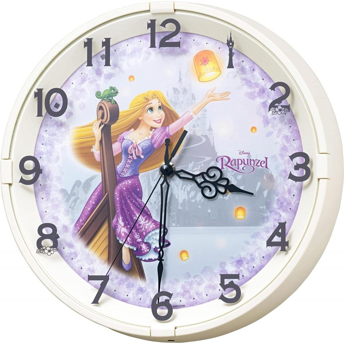 【在庫限り・即納】リズム(RHYTHM) 掛時計 ラプンツェル 8MG817MC10　Disney ディズニー 塔の上のラプンツェル 暗所自動点灯