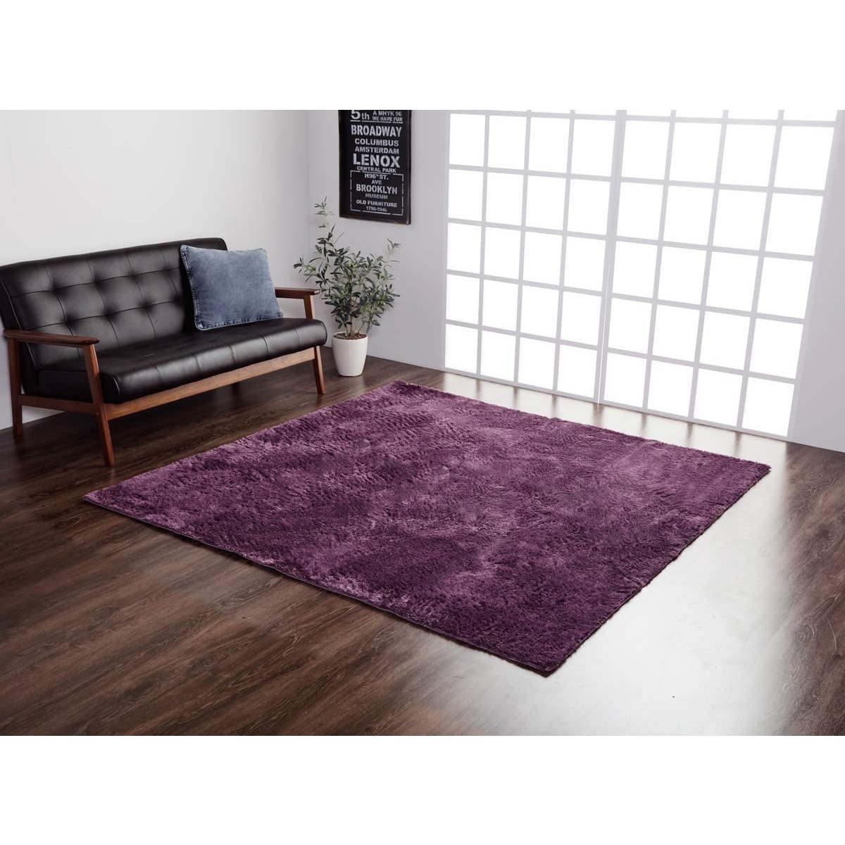 【i】ラグ カーペット 1.5畳 無地 シャギー調 選べる7色 『ラルジュ』 パープル 約130×185cm（ホットカーペット対応）【北海道・沖縄・離島不可】【代引不可/沖