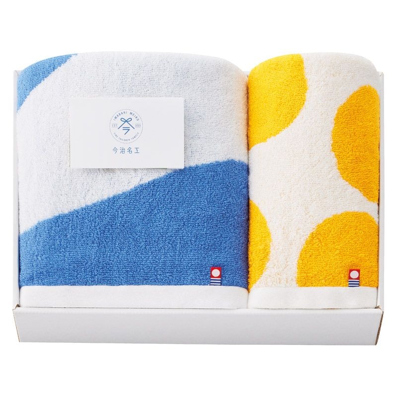 今治 今治名工 バスタオル&フェイスタオル ブルーxオレンジ
