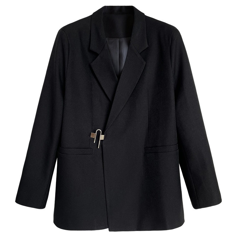 韓国ニューデザインブラックスーツアウター人気レディースカジュアルスーツシンプルスーツトップススーツ