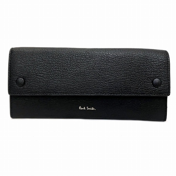 ポール・スミス ブラック レザー Wホック 長財布 ユニセックス 未使用品 【中古】