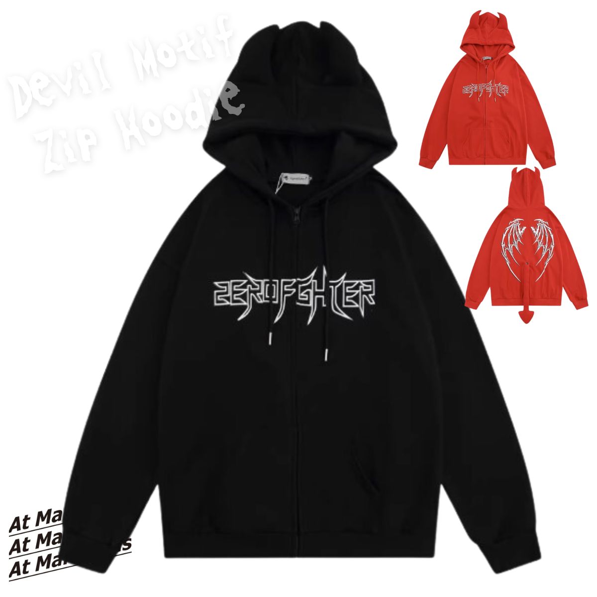 【秦】【2点購入で150OFF】[最安値保証*即納]ジップパーカー ジップ パーカー 裏毛 羽織り ジャケット スウェット メンズ デビル 悪魔 モチーフ コスプレ ハロウィン プリント ユニーク