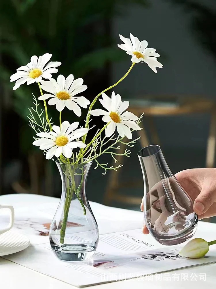 【20点セット】【送料無料】手作りガラス花瓶透明生け花水耕花器軽奢食卓リビング新中式禅意水養観音瓶