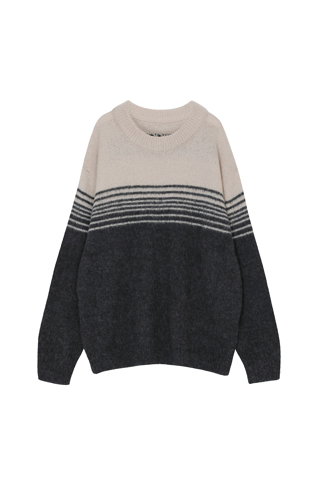 【DEINET】 TIRAMISU STRIPE KNIT : GREY
