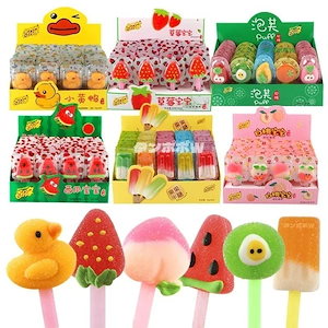【20点セット】100 株 ロリポップ ストロベリー スイカ アヒル 白桃 グミ キャンディー 誕生日プレゼント 子供用