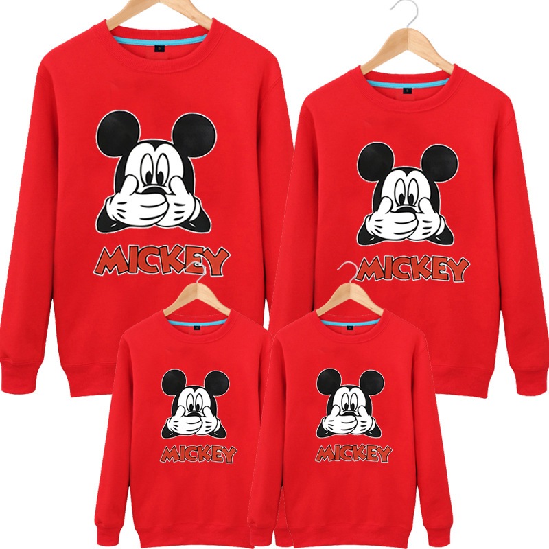 Snsで話題7色親子ペア服お揃い ペアルックカップル ディズニーミッキーマウスパーカー 韓国