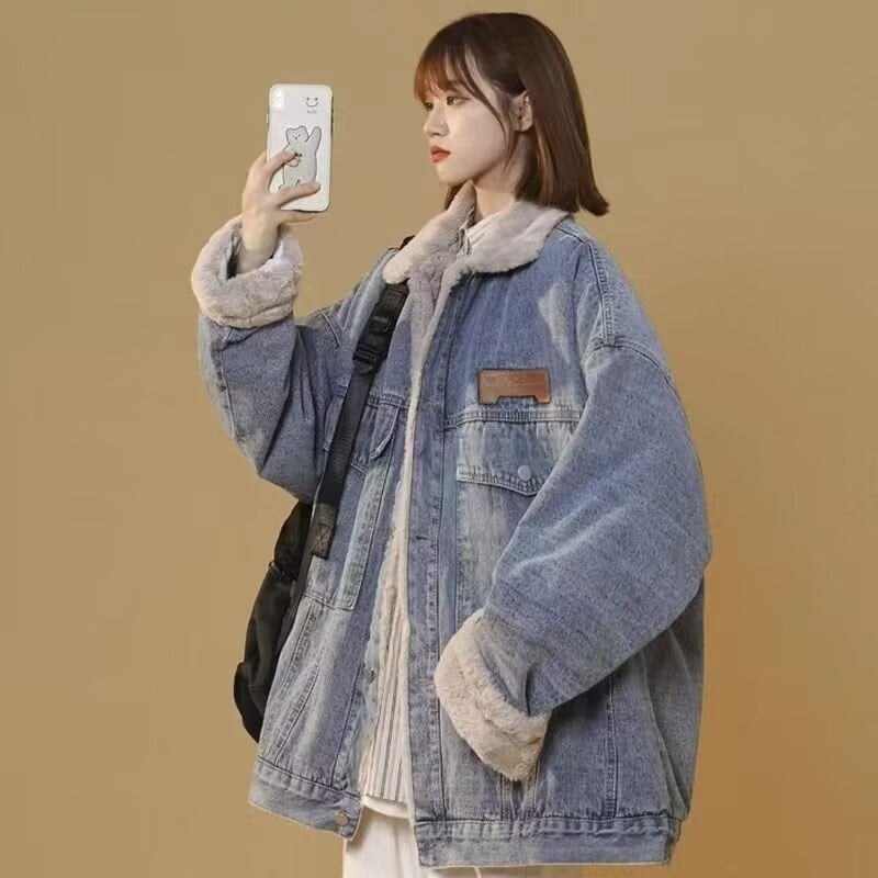 レディース ジャケット 上着 前開き 長袖 スタンドカラー ストレート もこもこ ふわふわ ポケット ボタン バイカラー ボア かわいい シンプル カジュアル おしゃれ レトロ こなれ感 ルーズ