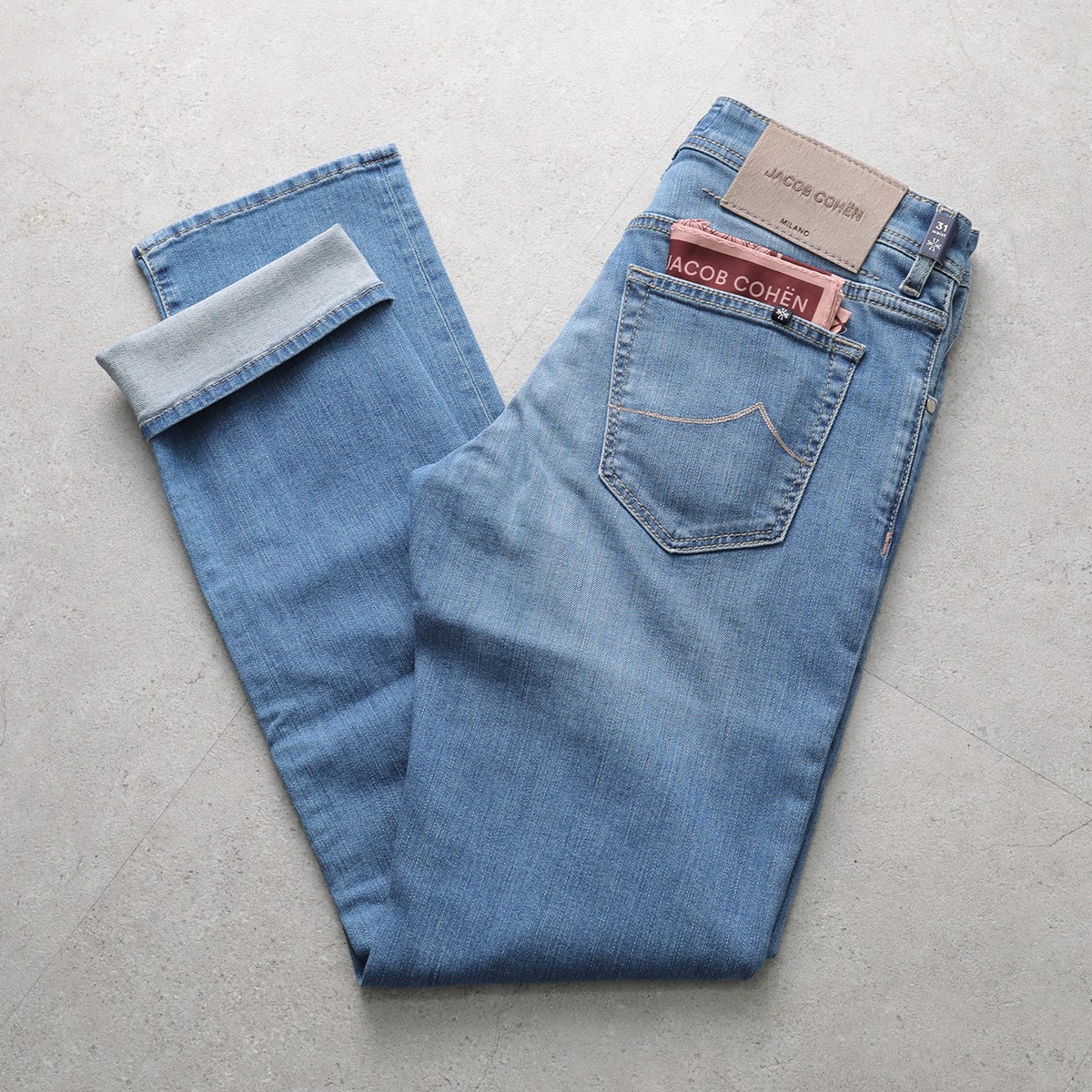 JACOB COHEN ヤコブ コーエン ジーンズ NICK ニック JUM_QE006 S3623 メンズ デニムパンツ スリムフィット ストレッチ スカーフ付 300D