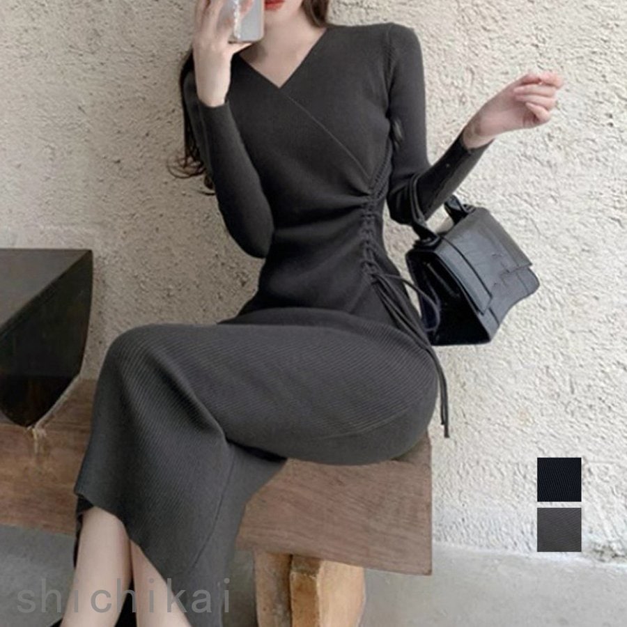 カシュクール 秋冬 リブニットワンピース THOM WILLS ホワイトデー