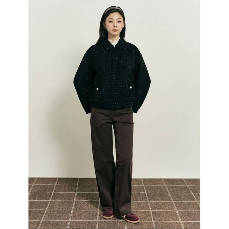 BEANPOLE LADIES [B. my] ツイード・ヘリントン・ジャンパー ブラック (BF5X39N015) BF5X39N015 344403