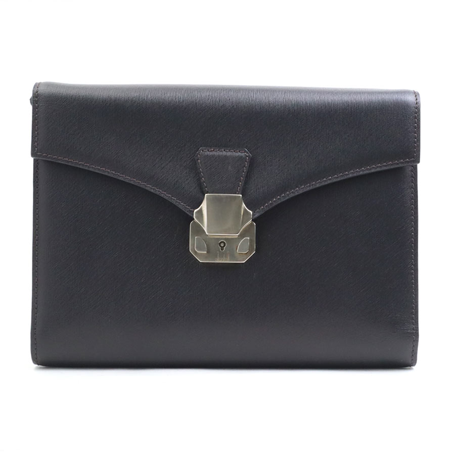 ダンヒル Dunhill セカンドバッグ レザー ダークブラウン メンズ r10609a