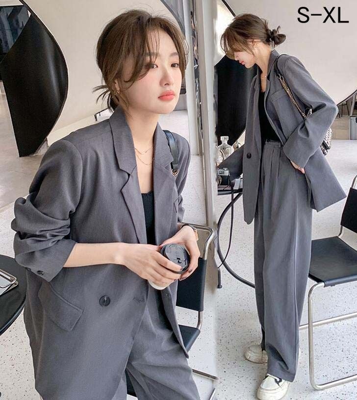 カジュアルスーツ レディース スーツ キャリア 上品 ビジネススーツ 2点 アップ 事務服 通勤 新品 就活 セレモニースーツ 体型カバー ジャケット+パンツ フォーマル 入学/卒業式 可愛い パンツ