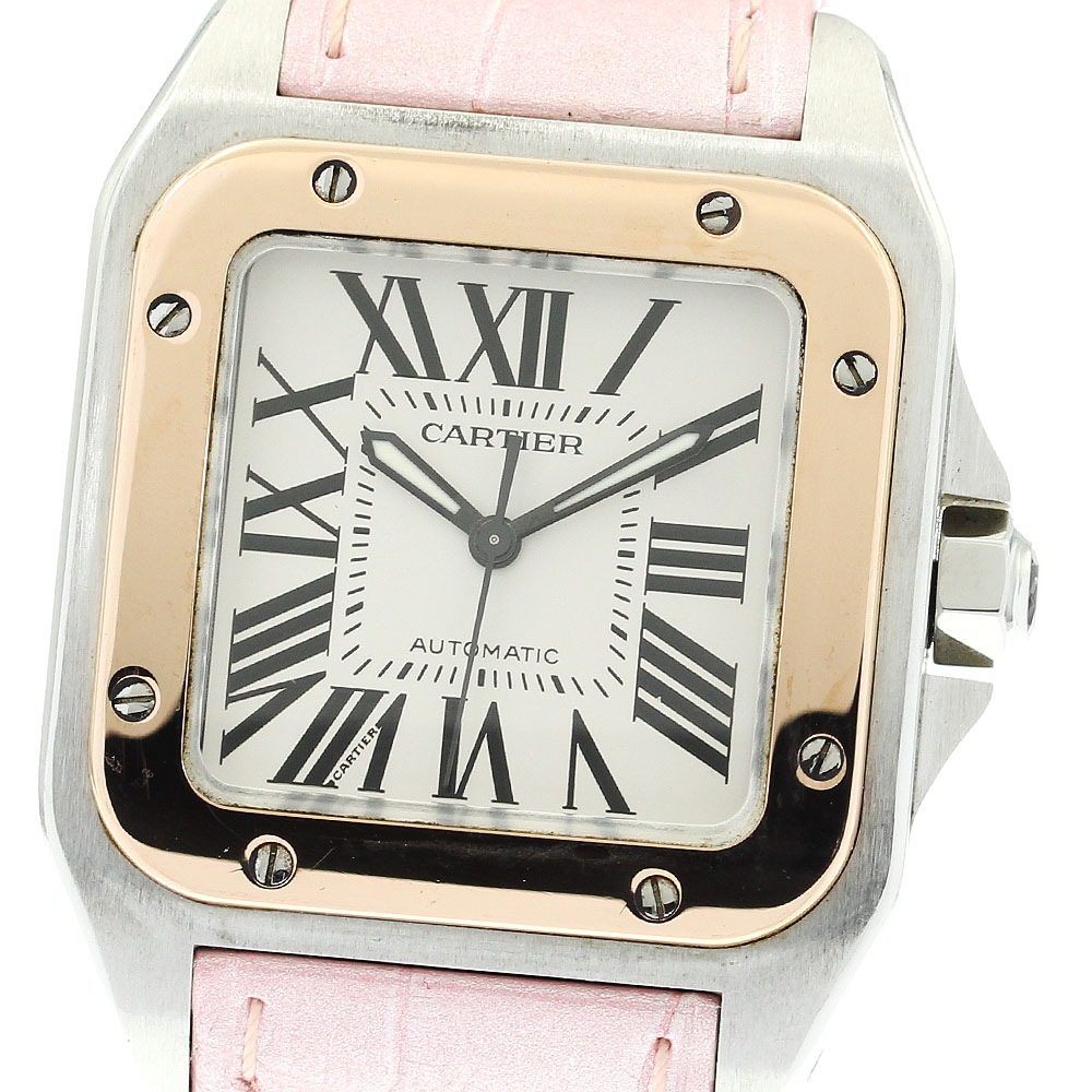 カルティエ CARTIER W20107X7 サントスガルベMM PGベゼル 自動巻き ボーイズ 保証書付き_880094【中古】