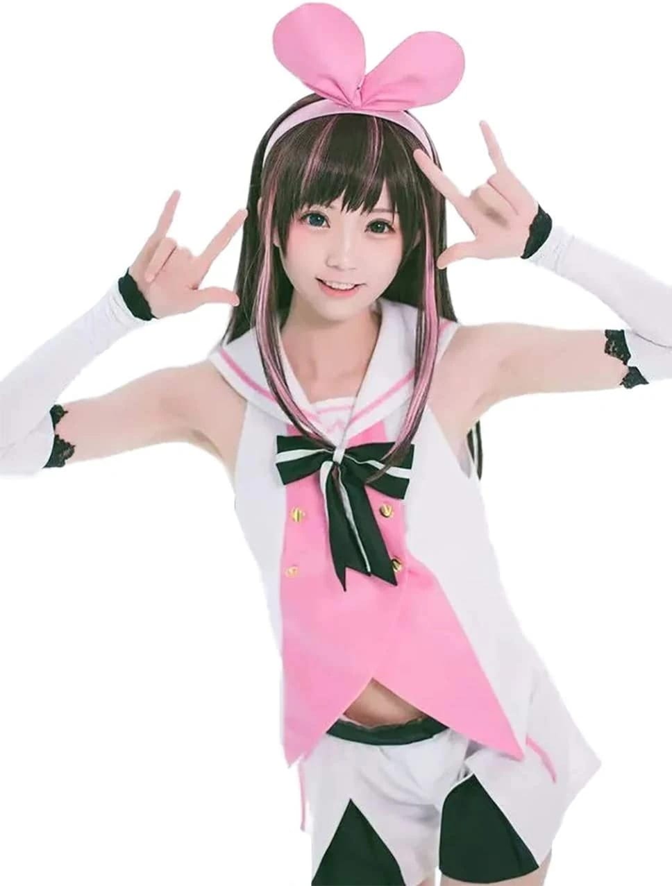 ウィッグ付き キズナアイ Kizuna AI 風 コスプレ 衣装 人工知能 バーチャルYouTuber 絆