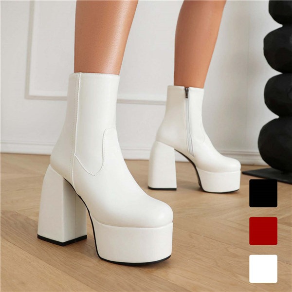 ショートブーツ レディース 美脚 韓国 可愛い 秋冬 疲れにくい 太ヒール ブーツ スムース 歩きやすい 小さいサイズ 大きいサイズ 防寒 黒 通勤 美足 防寒 PU