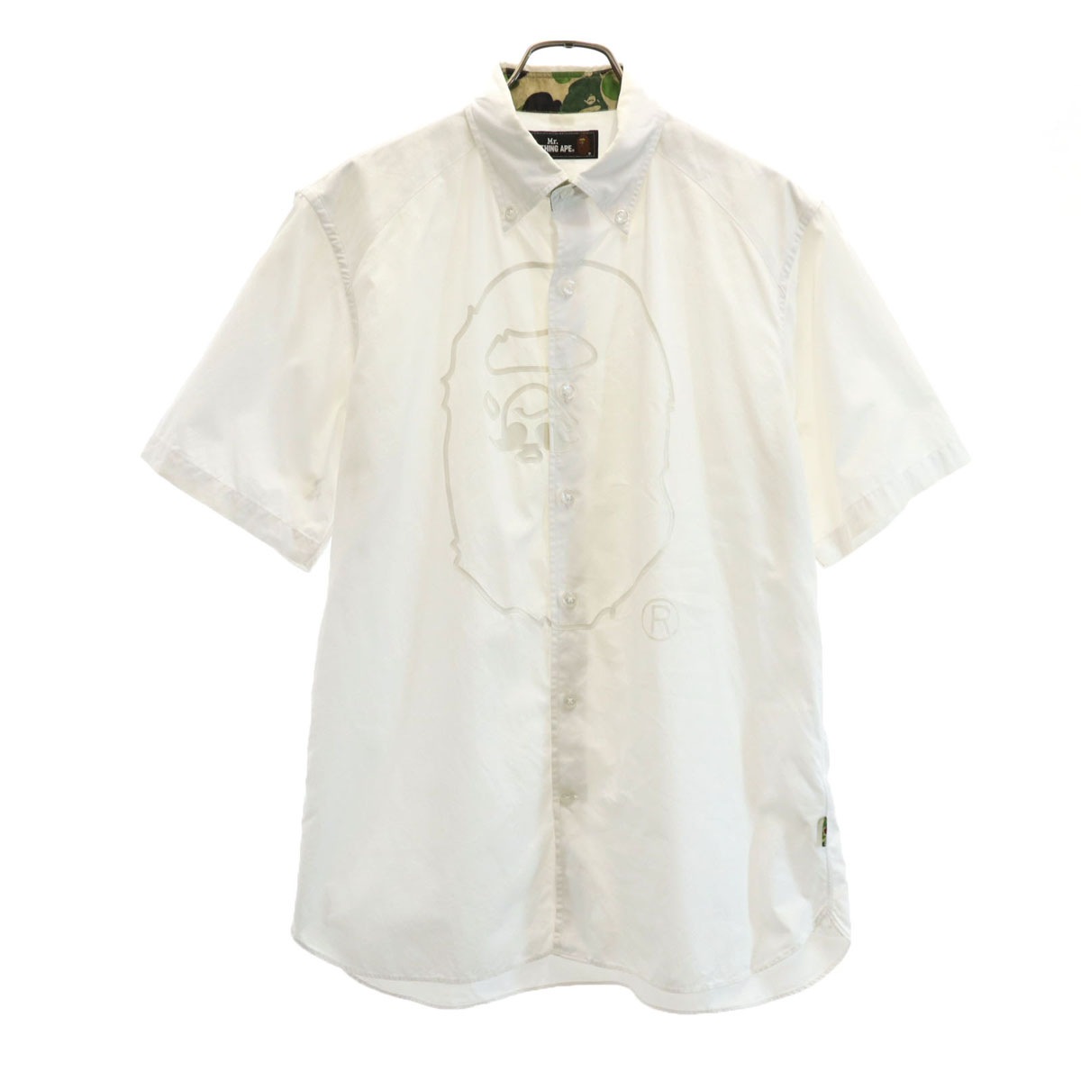 Mr. BATHING APE ミスターベイシングエイプ 日本製 半袖 ボタンダウンシャツ L ホワイト メンズ 古着 5,279円
