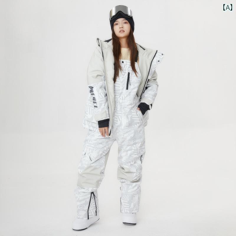 レディース スキーウェアセット オーバー オール プロ シングル ダブル ボード 屋外 防水 綿 暖かい 雪 スノースーツ スノーボード 雪遊び オーバーオールタイプ 雪の侵入防止