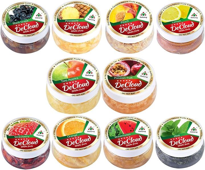 シーシャ フレーバー DeCloud Shisha Friut Hookah Mix Flavors Set Tobacco ＆ Nicotine Free(50gx10PCS-A)