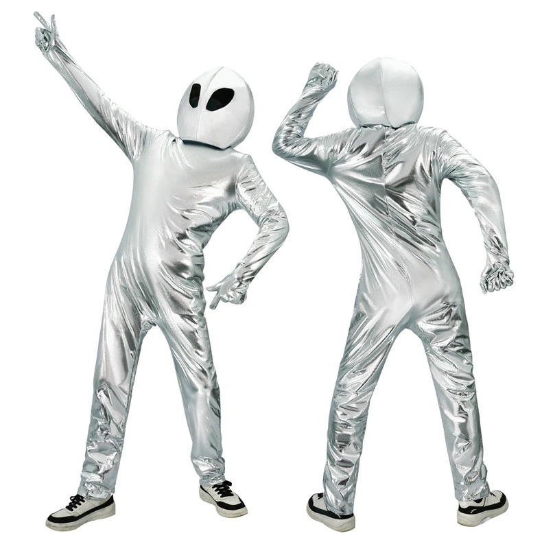 ハロウィン仮装 宇宙人 変装 怪獣 オールインワン 帽子 シルバー ホラー 女の子 男の子 大人 2点セット 学生 子供 お揃い ハロウィン衣装 コスチューム コスプレ cosplay イベント 文化