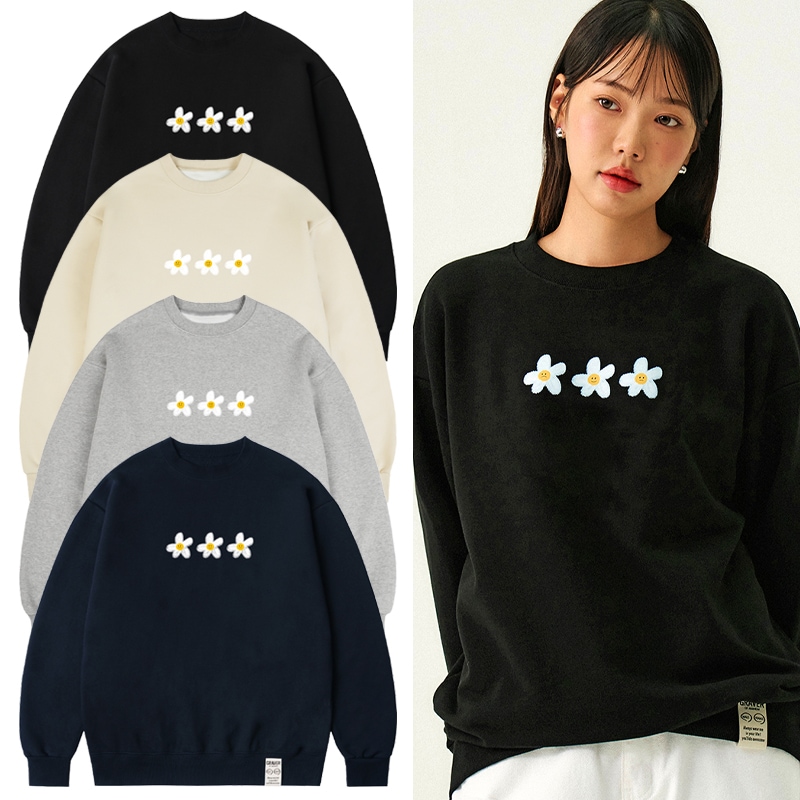 [UNISEX]3 Painting Flower Smile Man to Man_4color