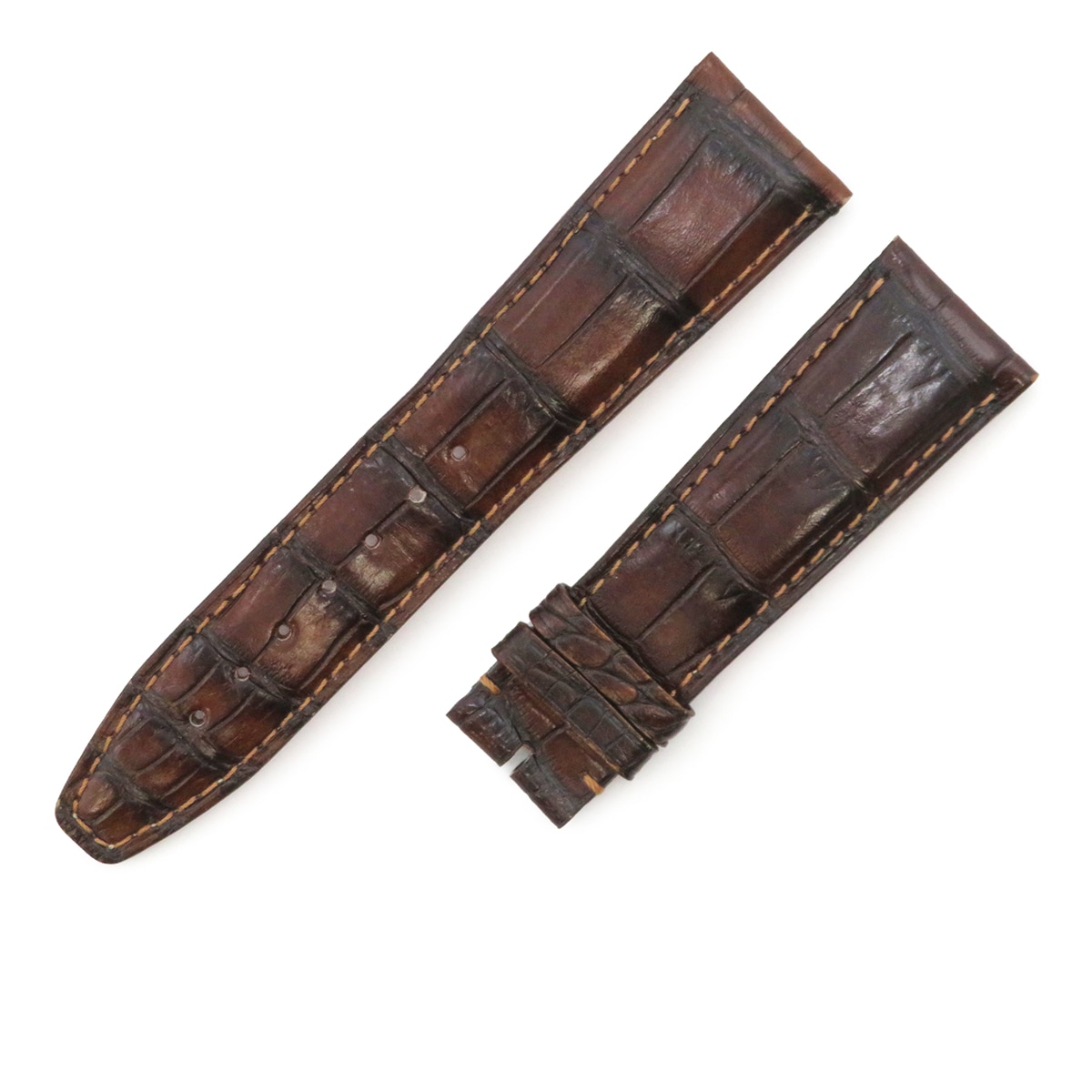 クロコバンド メンズ 純正 替え レザー ベルト ストラップ 22mm ダークブラウン 茶 ピンバックル用 3年保証